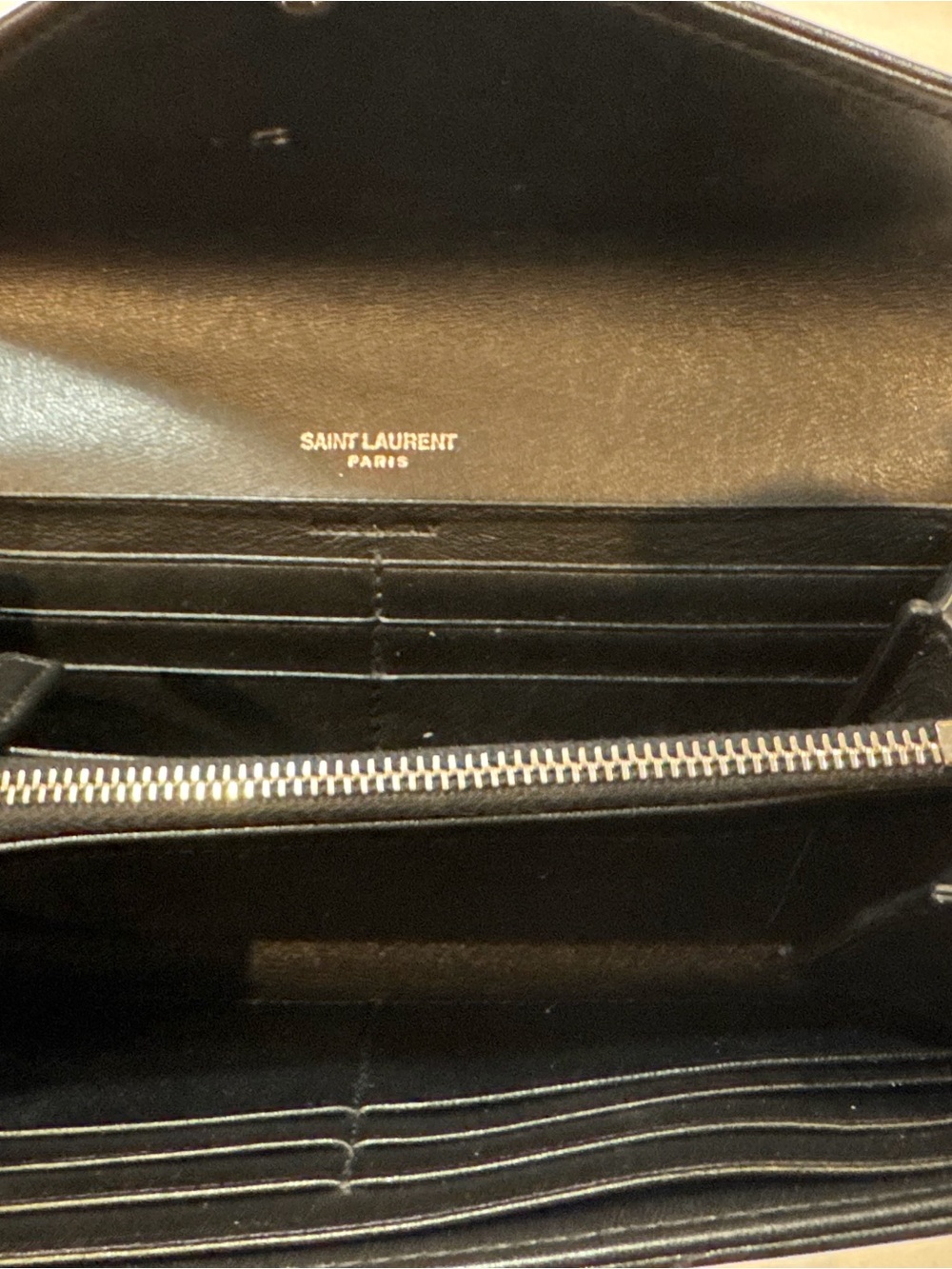 Saint Laurent Lou Lou Wallet - Black Quilted Leather with Silver YSL Logo - Picture 12 of 13